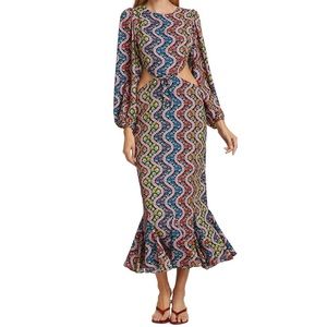 NWT RHODE Chiara Cutout Printed Dress Size 2